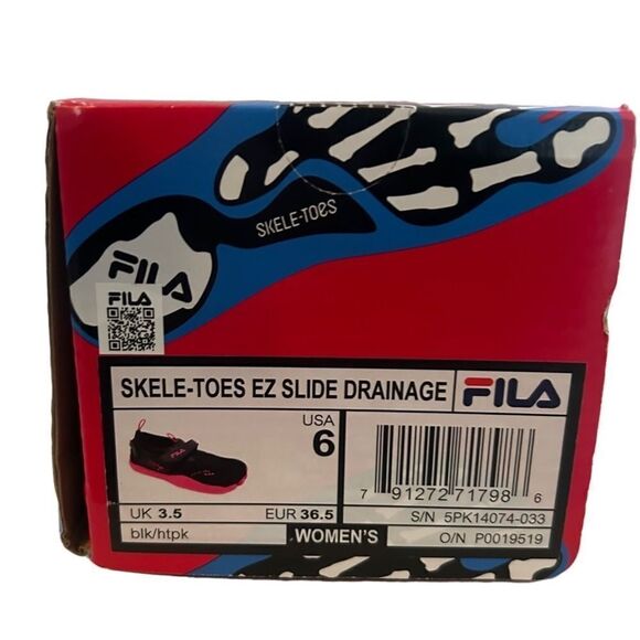 NEW FILA Skele-Toes EZ Slide Drainage Black/Hot Pink - Sz 6 US - Picture 2 of 5